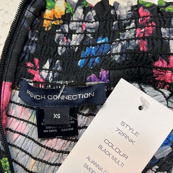 French  Connection Alianna Drape Smocked Top in Moody Floral Print - Picture 6 of 12